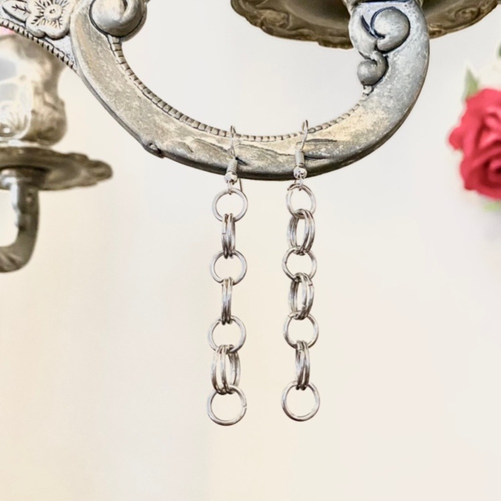 Hand made o ring chain mail earrings